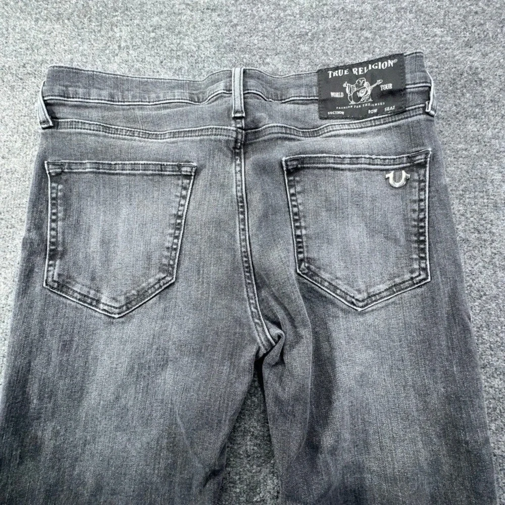 True Religion Geno Slim Fit Jeans Mens 34 Faded Black Stretch Denim Pants
